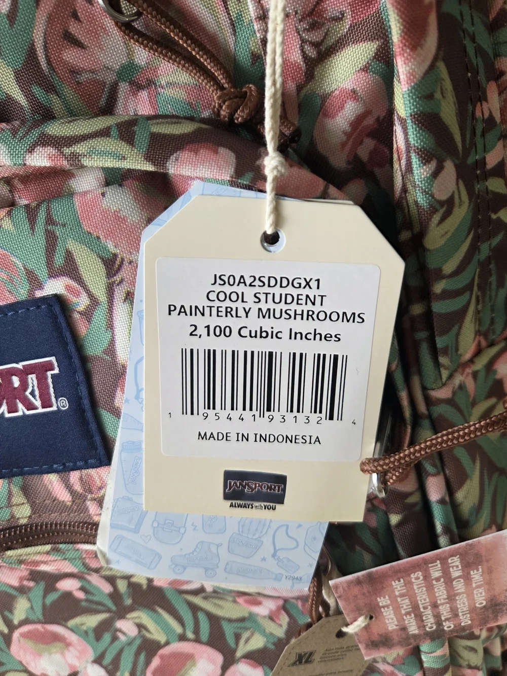Jansport Floral Backpack - Painterly Mushrooms